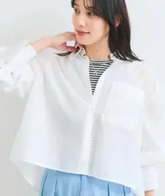【新品未使用】VIS ボリュームスリーブショート丈シアーシャツのサムネイル