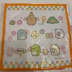 限定 ❤️ すみっコぐらし 銀閣寺 ミニ タオル 宝づくし ハンカチ オレンジ