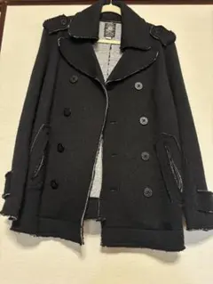 DIESEL ブラック ダブルブレスト ピーコート サイズ5