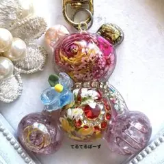 No.259オルゴナイト テディベア　ストロベリークォーツ・ローズクォーツ