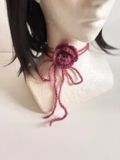 赤い薔薇のチョーカー ハンドメイド バッグチャーム y2k 小さめ薔薇