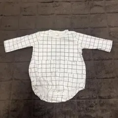 長袖チェック柄ロンパース 80