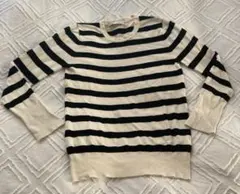 ZARA アイボリー・ブラック ストライプセーター L