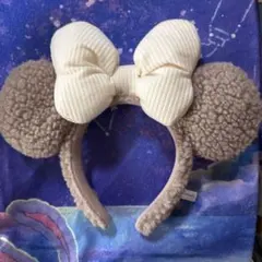 ミッキー型カチューシャ ベージュ ホワイト