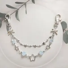 再販【SB－6】バッグチャーム・スクバチャーム/シルバー、ブルーよつ葉・☆y2k