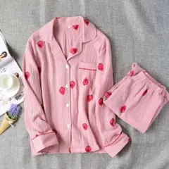 パジャマ M長袖レディース上下セット春夏秋ダブルガーゼ 寝巻き