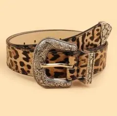 ベルト ヒョウ柄 レオパード レザーベルトY2K ベルト ヴィンテージ風