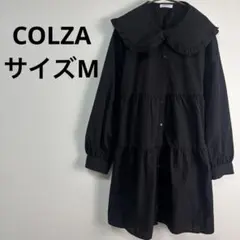 コルザ ビッグカラー ティアード ワンピース M 黒 チュニック