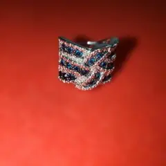 シルバー925 ウェーブデザインリング 青色ストーン