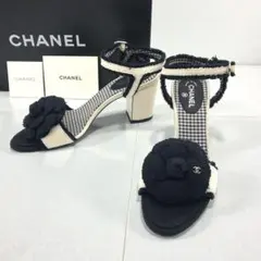 【未使用訳あり】CHANEL シャネル カメリア ツイード サンダル ミュール