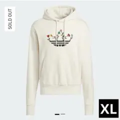 【希少】アディダス フード パーカー 花柄 刺繍 ロゴ トレフォイル XL