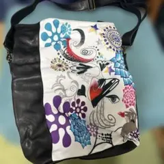 カラフル花柄レザーショルダーバッグ