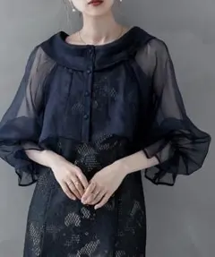 極美品 etoll. エトル シアーブラウス シフォン ボレロ キャミドレス S