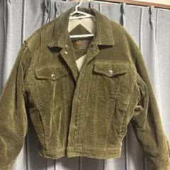 カーキ オリーブ コーデュロイ ジャケット ボア素材 古着 フリーサイズ