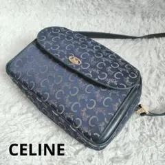 【美品】セリーヌ オールド ショルダーバッグ 馬車金具 Cマカダム ネイビー