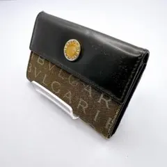 【BVLGARI】コインケース ロゴマニア ブラウン ブラック レザー 小銭入れ