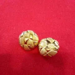 金色 編み込み模様 丸型ボタン 2個セット