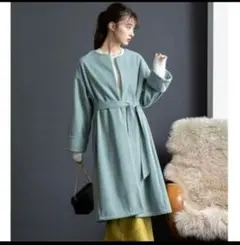 fifth ミントグリーン ベルト付きロングコート　Sサイズ