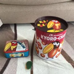 森永 キョロちゃん缶 大小セット　クリップ　レトロ