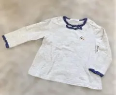 フリル付きグレー長袖Tシャツ