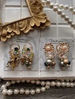 ハンドメイド ピアス イヤリング アクセサリー 2点セット⑨