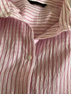 zara オーバーサイズストライプ柄ガーゼシャツ　ピンクストライプ