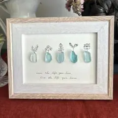 シーグラスアート　フレーム　北欧柄（大）