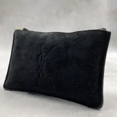 Yves Saint Laurent スエード ブラック ポーチ 8496