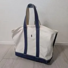 RALPH LAUREN　キャンバストートバッグ　青　ラルフローレンのサムネイル
