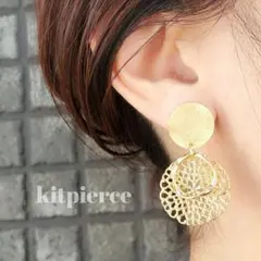 No.296 ゴールドプレート×ゴールドレースピアス イヤリング