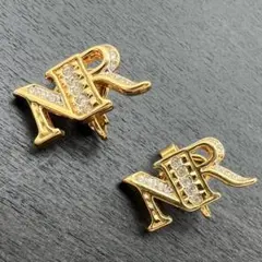 NINA RICCI ニナリッチ イヤリング ロゴ モチーフ ラインストーン