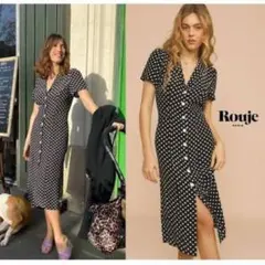 美品 Rouje ワンピース 水玉 ドット柄 シャツ ブラック サイズ34