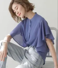 frames RAY CASSIN アソートラッフルスリーブブラウス(ブルー)