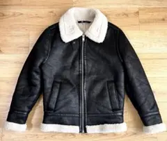 美品 ZARA フェイクムートンジャケット ボア B-3タイプ ブラック
