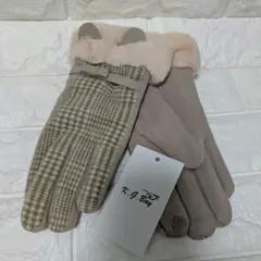 [K.G.Bay] 手袋 レディース スマホ対応 冬 防寒 チェック グリーン