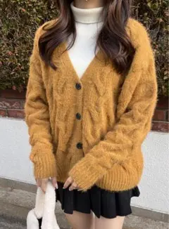 GRL ケーブルニットカーディガン ブラウン