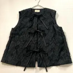 【極美品】ユナイテッドアローズトウキョウ　フラワージャガードベスト ジレ 黒