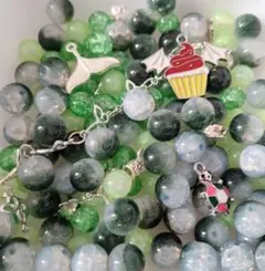ガラスビーズ アクリルビーズ ミックス緑 グリーン系メタル まとめ売り
