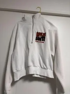 ホワイト ハーフジップ トレーナー