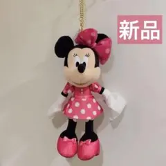 ミニー ぬいぐるみ チャーム　ディズニー　ピンク　水玉　ディズニー　制服　スクバ