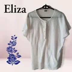 【ELIZA エリザ】 Vネック 半袖シャツ ボタン付き〈レディース〉