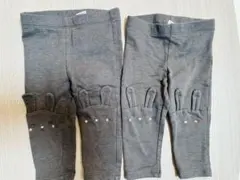 H&M ウサギ耳付きパンツ 6-9M グレー　70 2着 双子