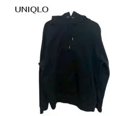 B0145UNIQLO長袖パーカートレーナー黒　カジュアル　大きめL