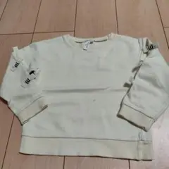 クリーム色 袖リボン トレーナー
