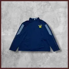 US古着 PRO EDGE カレッジロゴ刺繍 ロンT ハーフジップ ネイビー L