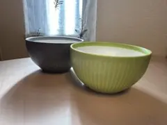 【新品未使用】ペア リブ模様 ボウル(どんぶり) 2個セット　14cm*7cm