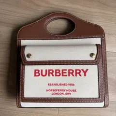 BURBERRYバーバリーキャンバス×レザーバッグミニバッグのサムネイル