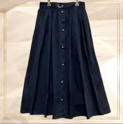 earth music ロングフレアスカート ネイビー 美品 春夏 ウエストゴム