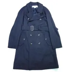 極美品⭐️ブラックコムデギャルソン ショートトレンチコート 光沢感 黒 Mサイズ ギャバジントレンチコート 49AV JUNKO SHIMADA｜クロスプラス