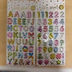 バルーン風アルファベットと数字ステッカーセット